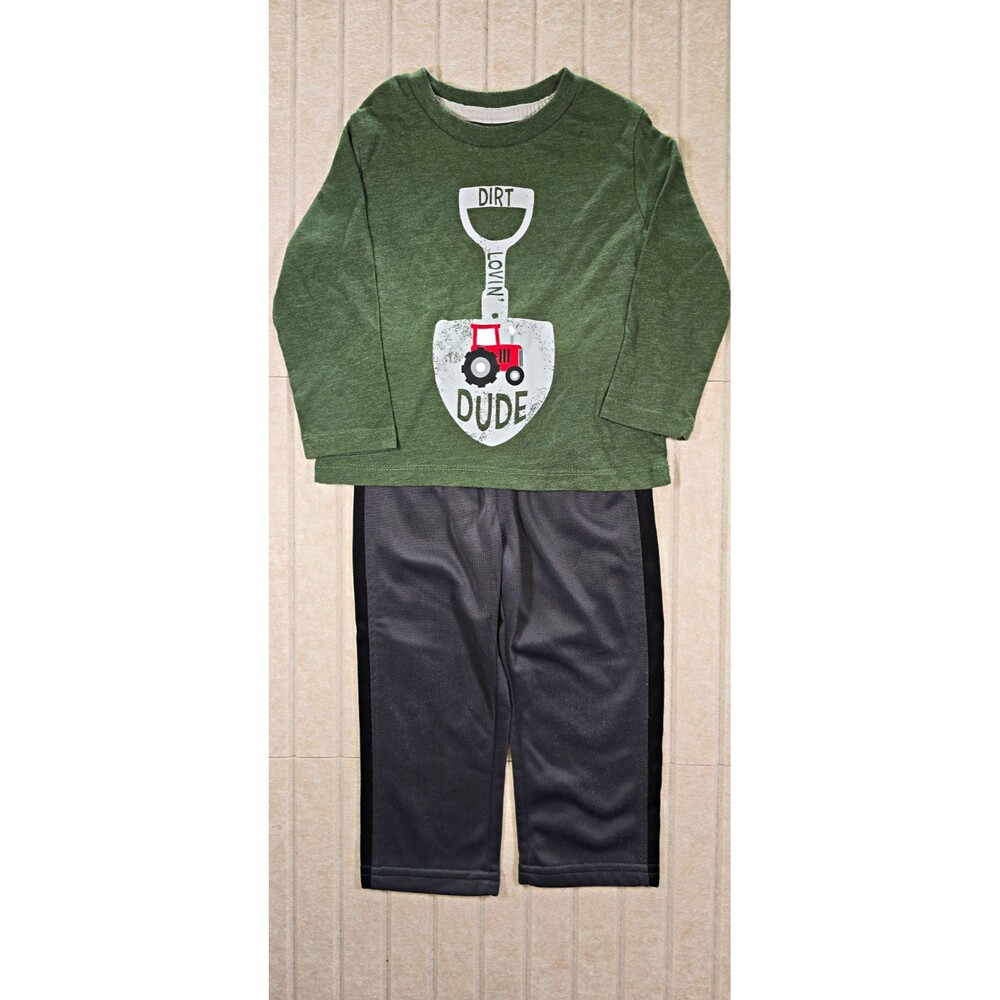 Falls Creek Kids 2pc Unisex Baby Outfit Set 12M Vehicles Graphic Tee Pants